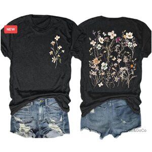 Vintage Floral T-Shirt Boho Cottagecore Graphic Tee Casual Chic Tops